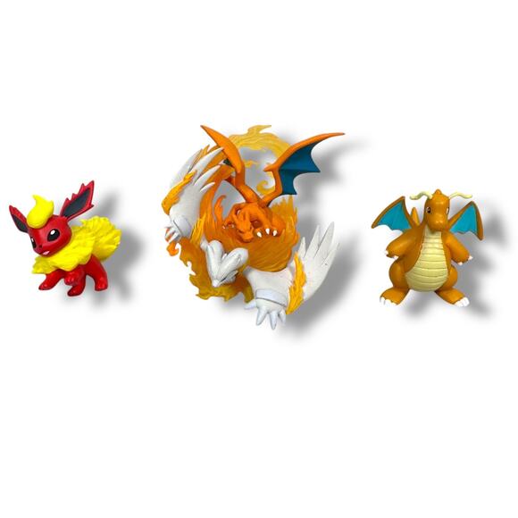 Nintendo Pokemon Dragonite Flareon & Charizard Reshiram PVC Figures Lot of 3 - Picture 1 of 10
